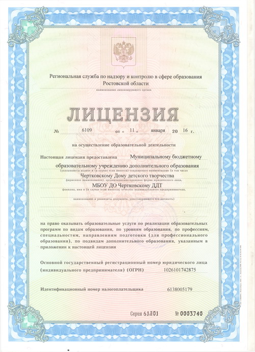 лицензия ДДТ0001